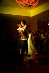 bride and groom dancing